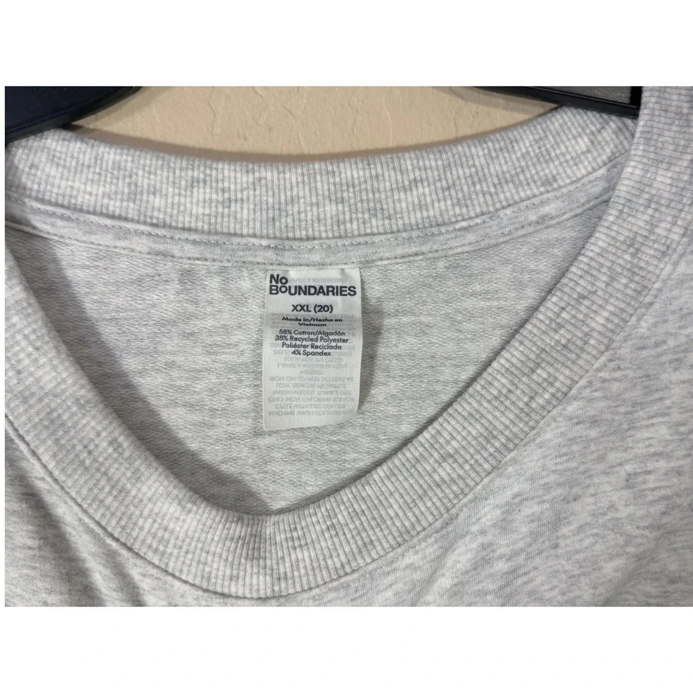 No Boundaries Sleep Long Sleeve Sweater Top Women XXL Gray Crewneck Pullover NEW